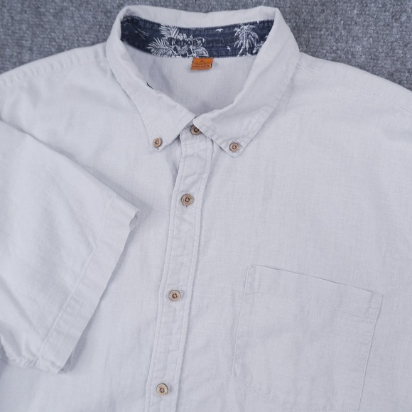 Tailor Vintage Other - Tailor Vintage Button Down Shirt Mens XL Grey Linen Cotton Short Sleeve Tropical